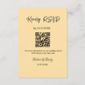 親切な結婚式RSVPスキャンQRコードシンプルモダン エンクロージャーカード (裏面)