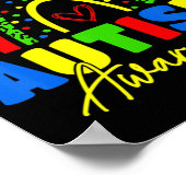 親切な自閉症意識シャツレインボーヒョウWom ポスター (角)