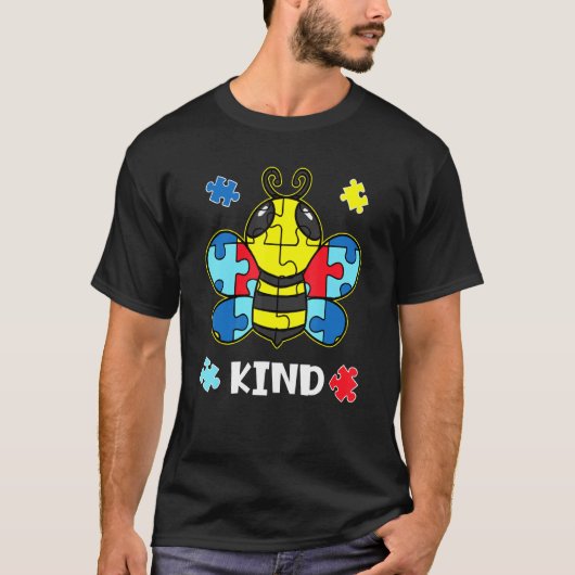 親切な自閉症意識ビーアスペルガーパズルパイ Tシャツ (正面)