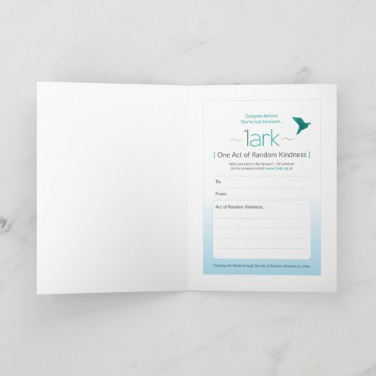 「親切な行為は決して無駄にされない」グリーティングカード カード (内部)