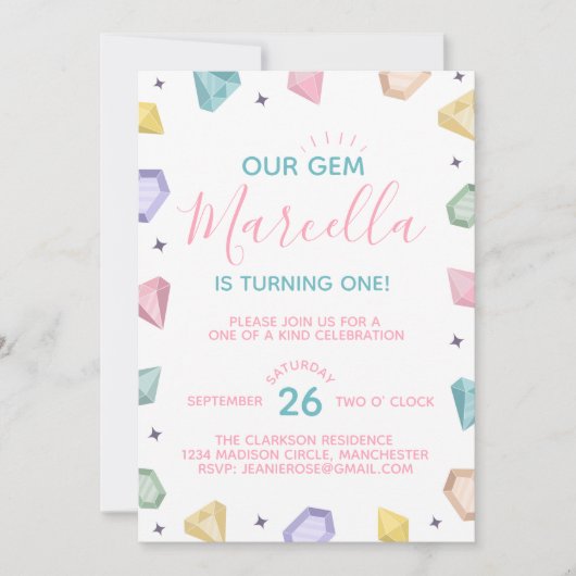 親切な誕生日の一つ 招待状 (正面)