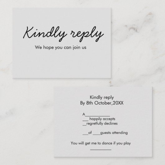 親切な返信の曲の要求の追加の名前の文字ミニマルca ノートカード (正面/裏面)