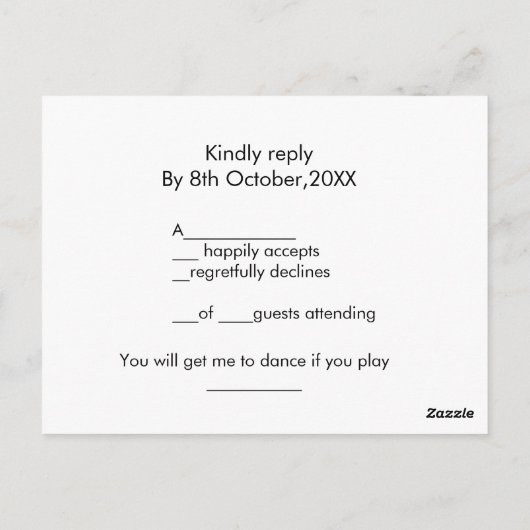 親切な返信の曲の要求の追加の名前の文字ミニマルca ポストカード (裏面)