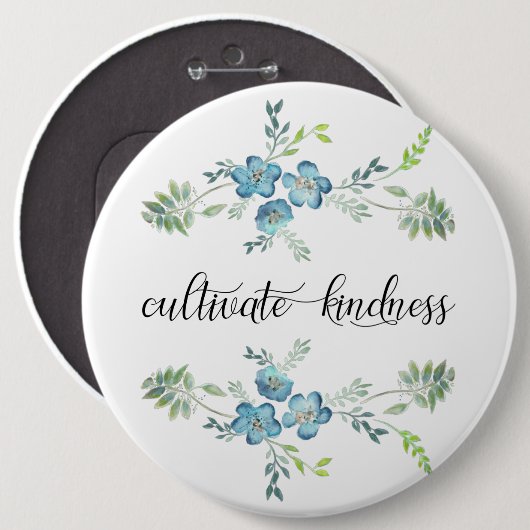 親切な青いエレガントフローラを育てる 缶バッジ (正面&裏面)