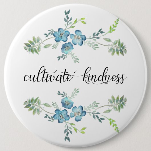親切な青いエレガントフローラを育てる 缶バッジ (正面)
