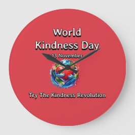 親切な革命。世界の親切な日。 ラージ壁時計