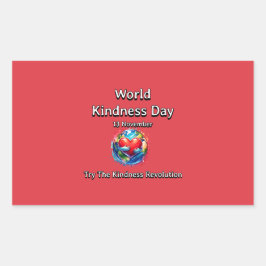 親切な革命。世界の親切な日。 長方形シール