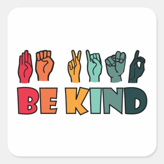 親切なASLアメリカ手話 スクエアシール (正面)