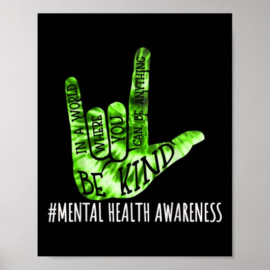 親切なAsl愛サイン言語手メンタルヘルス ポスター (正面)