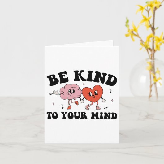 親切にあなたの心にグルービーレトロメンタルヘルス認識 カード (黄色い花)