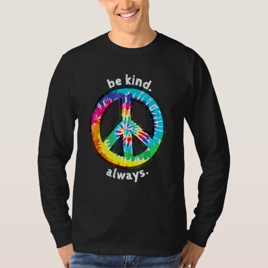 親切にいつも絞り染め平和サインが優しさを広げる Tシャツ (正面)