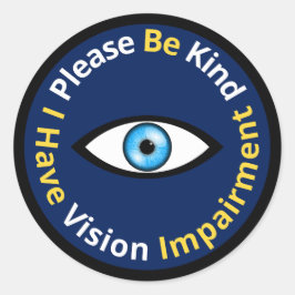 親切にしてください，私は視覚障害を持っている – 青 ラウンドシール