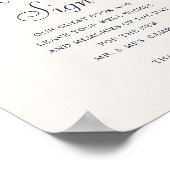 親切にサイン結婚モノグラムのゲストブックネイビークリーム ポスター (角)