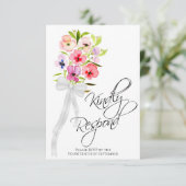 親切にパンジーのワイルドフラワーブーケ結婚の 出欠カード (スタンド正面)