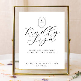 親切にミニマル署名エレガントスクリプトのゲストブック ポスター