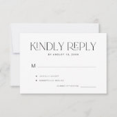 親切にモダンはっきりしたタイポグラフィ結婚の 出欠カード (正面)