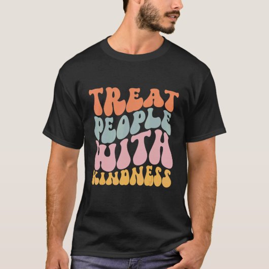 親切に人と接しよう、レトロでグルーヴィーなTPWK Tシャツ (正面)