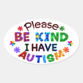 親切に私は自閉症オーバルステッカーを持っている 楕円形シール (正面)