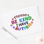 親切に私は自閉症オーバルステッカーを持っている 楕円形シール (封筒)