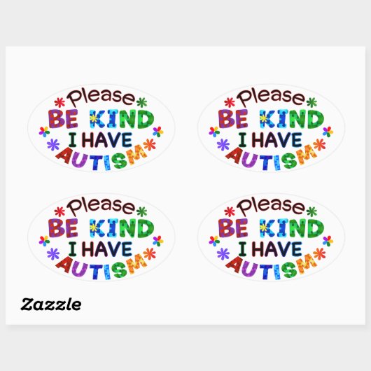 親切に私は自閉症オーバルステッカーを持っている 楕円形シール (シート)
