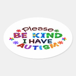 親切に私は自閉症オーバルステッカーを持っている 楕円形シール