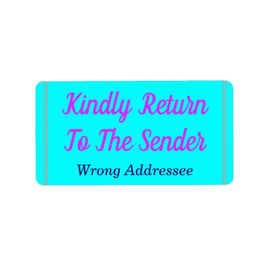 「親切に送信者に戻る」「間違った宛先」 ラベル (正面)