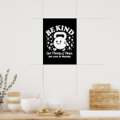 親切に、ステップを取得食べ、タンパク質、ジムおもしろいトレーニング ポスター (キッチン)