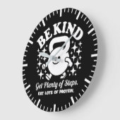 親切に、ステップを取得食べ、タンパク質、ジムおもしろいトレーニング ラージ壁時計 (傾斜)