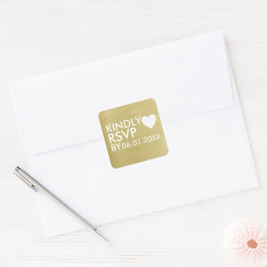 親切にRSVP結婚の スクエアシール (封筒)