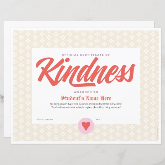 親切の証明書 (正面/裏面)