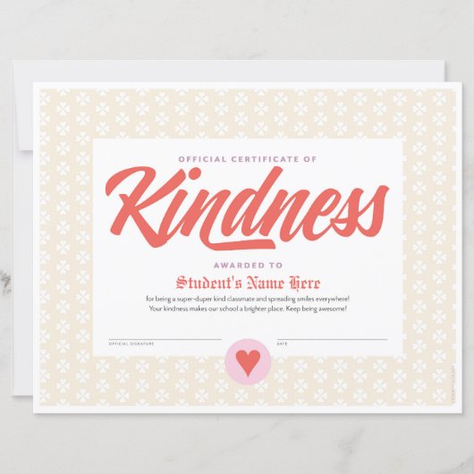 親切の証明書 (正面)