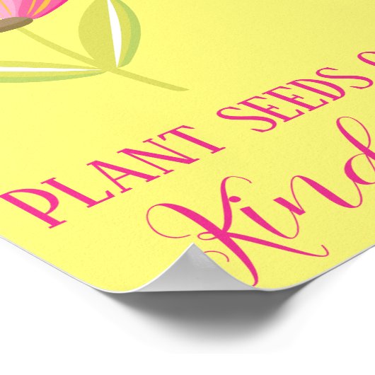 親切の黄色とピンクのフローラの種 ポスター (角)