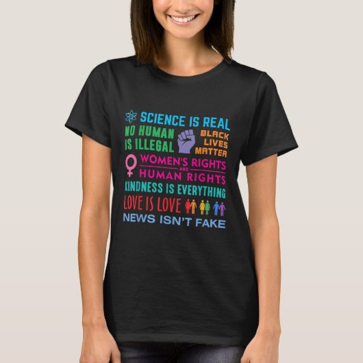 親切は全て、黒人生活、科学は Tシャツ (正面)