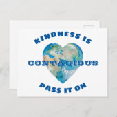 親切は地球のハートブルーにそれを渡す伝染 ポストカード (正面/裏面)