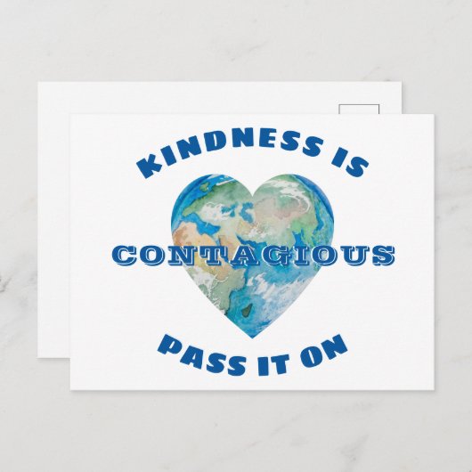 親切は地球のハートブルーにそれを渡す伝染 ポストカード (正面/裏面)