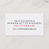 親切は、無作為に行動することに対して伝染する 名刺 (裏面)