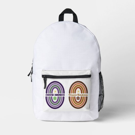 親切を選びなさい。世界をより良くする プリントバックパック (正面)