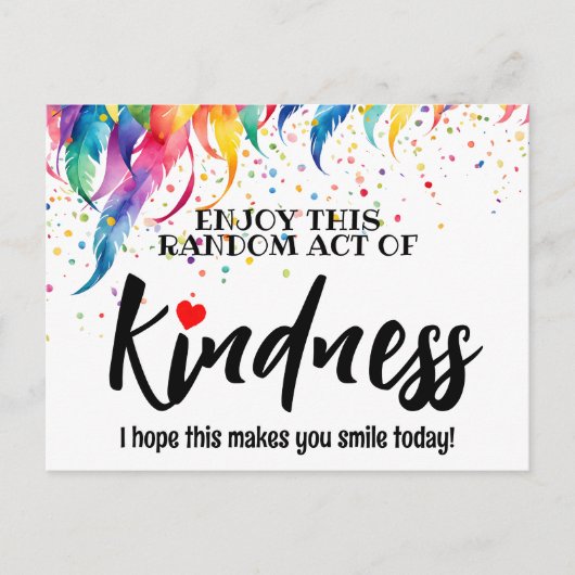 親切カラフルはがきの無作為の羽飾り ポストカード (正面)