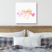 親切事物ピンクウォーターカラーハート キャンバスプリント (インサイチュ (寝室))