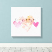 親切事物ピンクウォーターカラーハート キャンバスプリント (インサイチュ (ウッドフロア))