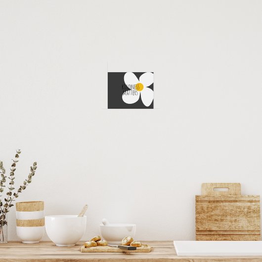 親切事項引用文モダン花かわいいデザイン ポスター (キッチン)