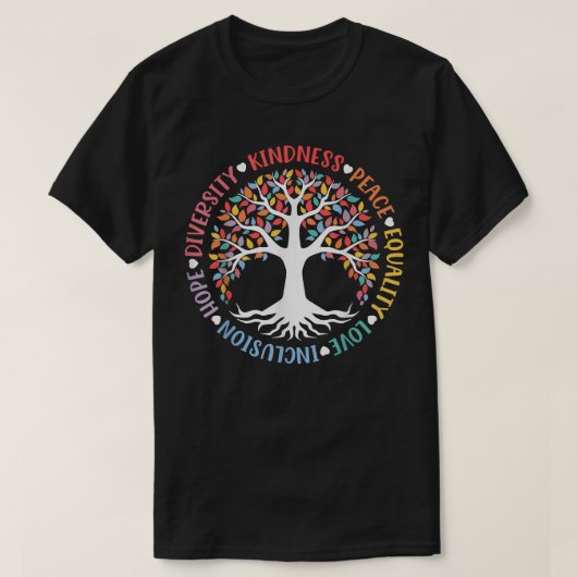 親切平和平等ラブインクルージョン多様性 Tシャツ (デザイン正面)