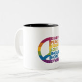 親切平和平等ラブインクルージョン希望ダイバー ツートーンマグカップ (正面左)