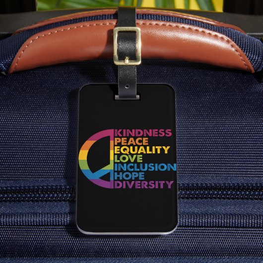 親切平和平等ラブインクルージョン希望ダイバー ラゲッジタグ (正面インサイチュ2)