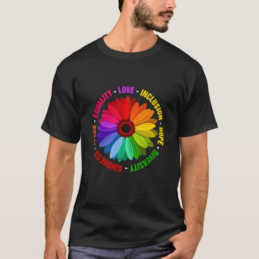 親切平和平等ラブインクルージョン希望ダイバー Tシャツ (正面)