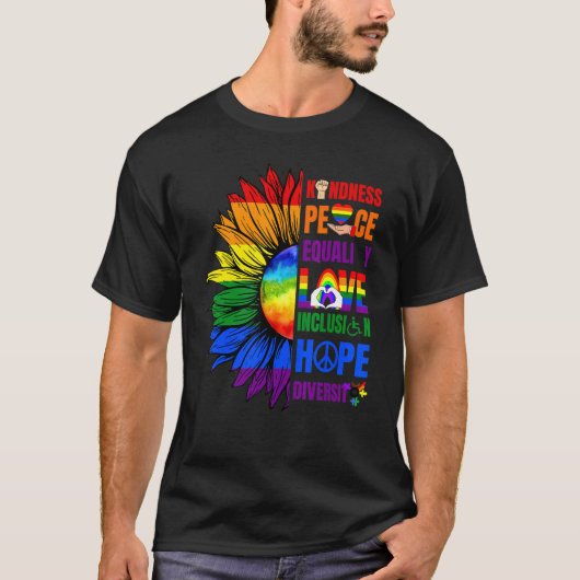 親切平和平等ラブインクルージョン希望ダイバー Tシャツ (正面)
