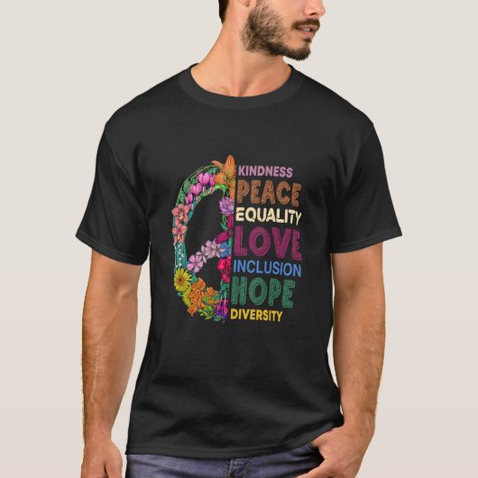 親切平和平等ラブインクルージョン希望ダイバー Tシャツ (正面)