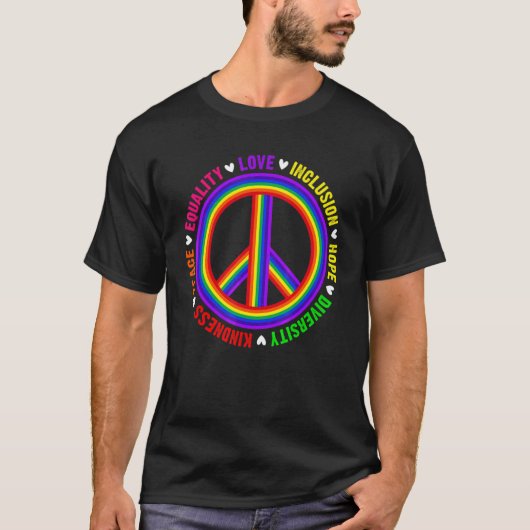 親切平和平等ラブインクルージョン希望ダイバー Tシャツ (正面)