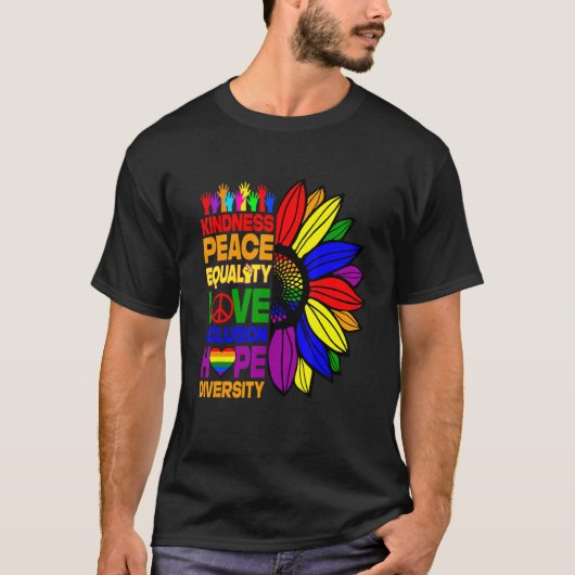 親切平和平等ラブインクルージョンLgbt S Tシャツ (正面)