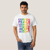 親切平和平等ラブインクルージョンLGBT Tシャツ (正面フル)